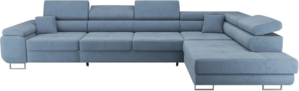 Sofa NEXT COLLECTION, Blau, Wild Maxi Ecksofa mit Schlaffunktion und Bettkasten, Eckcouch, Ecksofa Rechts, Grosse
