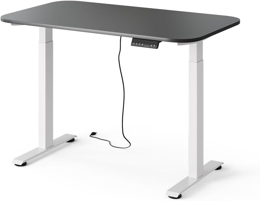 Vicco Schreibtisch, 120 x 70 cm, 100 kg, Weiss/Anthrazit, höhenverstellbarer elektrischer Elevate, 2 Motoren, Tragkraft