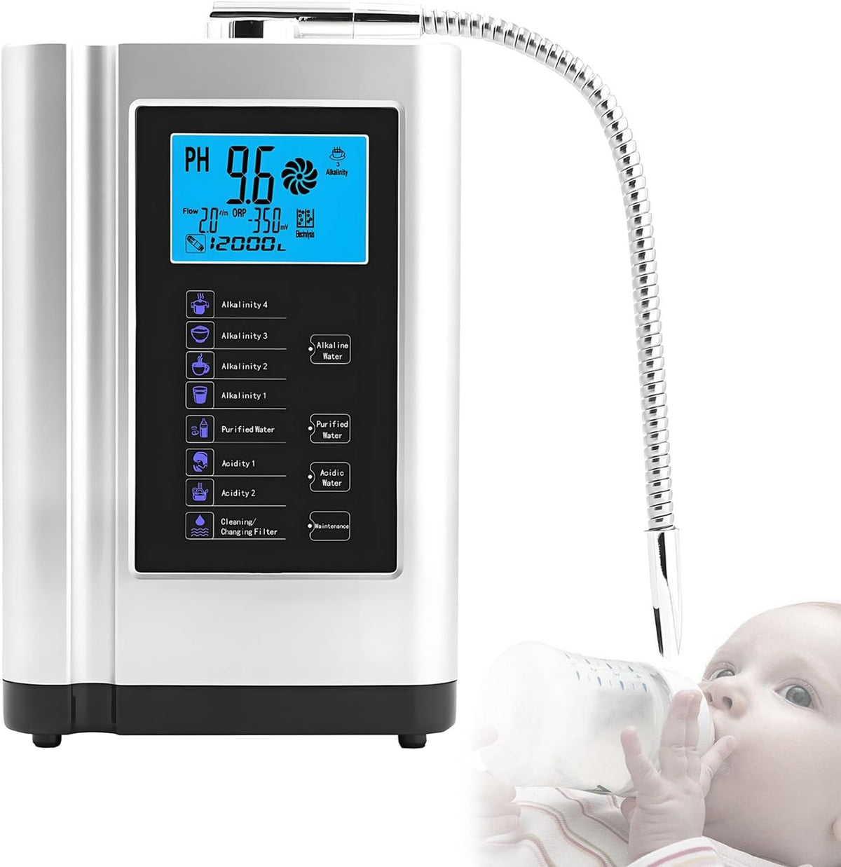 GLBMXDD Wasseraufbereitungsanlagen, 8000 Liter, Silber, Intelligente Elektrolyse-Ionisierungsmaschine, PH 3, alkalisch-saure Wassermaschine