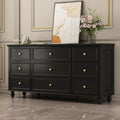 PREMTURE Sideboard, 160 x 40 x 80 cm, MDF, Schwarz, Kommode mit 9 Schubladen, Moderne mit Gold Metall Griffe, für Wohnzimmer