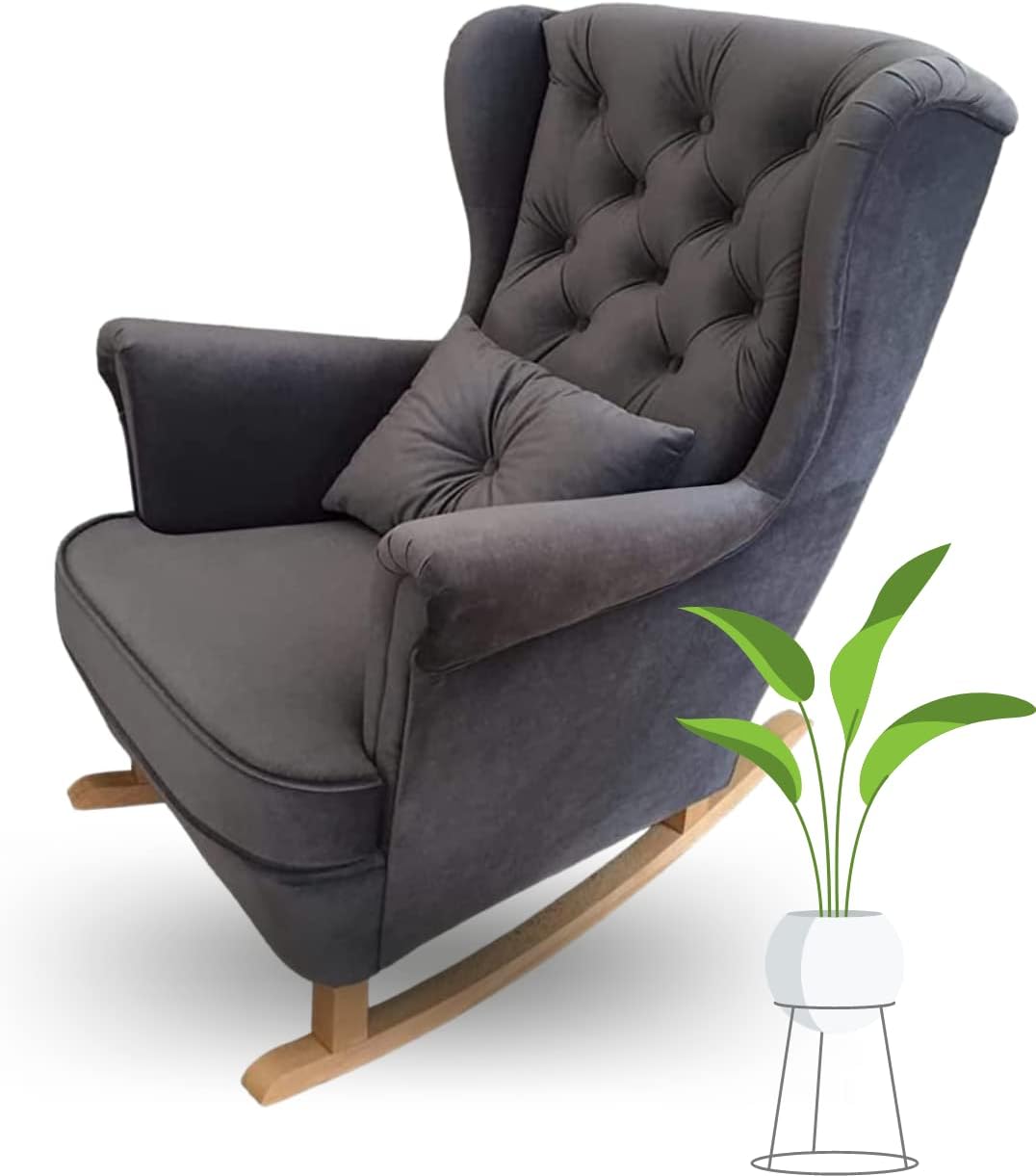 MartHome Relaxsessel, Dunkelgrau, Schaukelstuhl Wohnzimmer -, Schwingsessel - Stillstuhl, Schaukelstuhl - Komfortable Sessel für Schwangere Frauen
