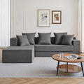 YINIX Sofa, 235 cm, Grau, Modulares Ecksofa L-Form, Wolkensofa mit Schlaffunktion, Cord Wohnlandschaft mit Metallrahmen