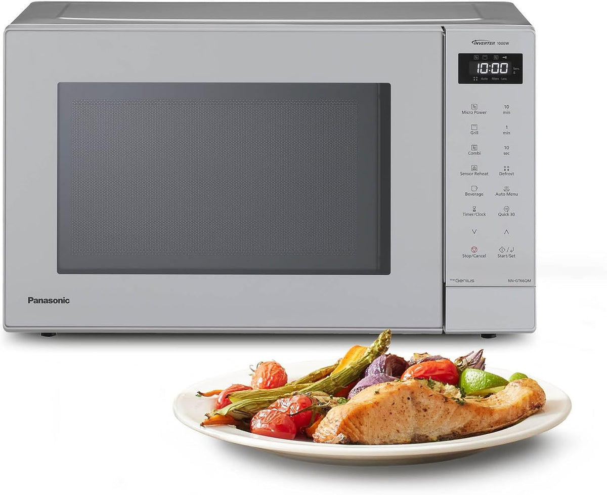 Panasonic Mikrowelle, 1000 W, 31 L, Silber, NN-GT66QMEPG Kombi- mit Grillfunktion, Kombi-Kochen, 7 Leistungsstufen
