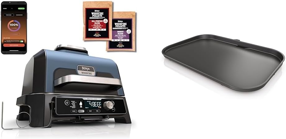 Ninja Outdoor-Grill, Schwarz, Woodfire Pro Connect XL Elektrischer BBQ Smoker & Grill, kompatibel mit Woodfire BBQ Grill OG850/OG901