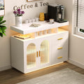 FREDEES Buffetschrank, Weiss, küchenschrank Sideboard mit 3 Schubladen, mit Auto-Sensor 20 Farbe Lichter Konsolentisch