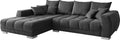 Sofa DELIFE, 300x220 cm, Schwarz, Josea Mikrofaser Recamiere Links Ecksofa