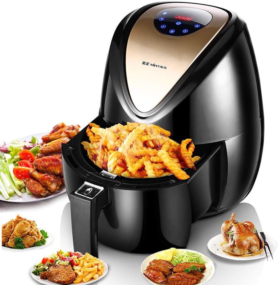 YRPEVFGAS Heissluftfritteuse, Schwarz, Heissluftfritteuse, vollautomatisch, gebratenes Hähnchen, Erdnuss-Pommes