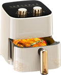 YRPEVFGAS Heissluftfritteuse, 360 ° Heissluftzirkulation, gleichmässige Heizung, transparentes Glas., 15 l, Weiss