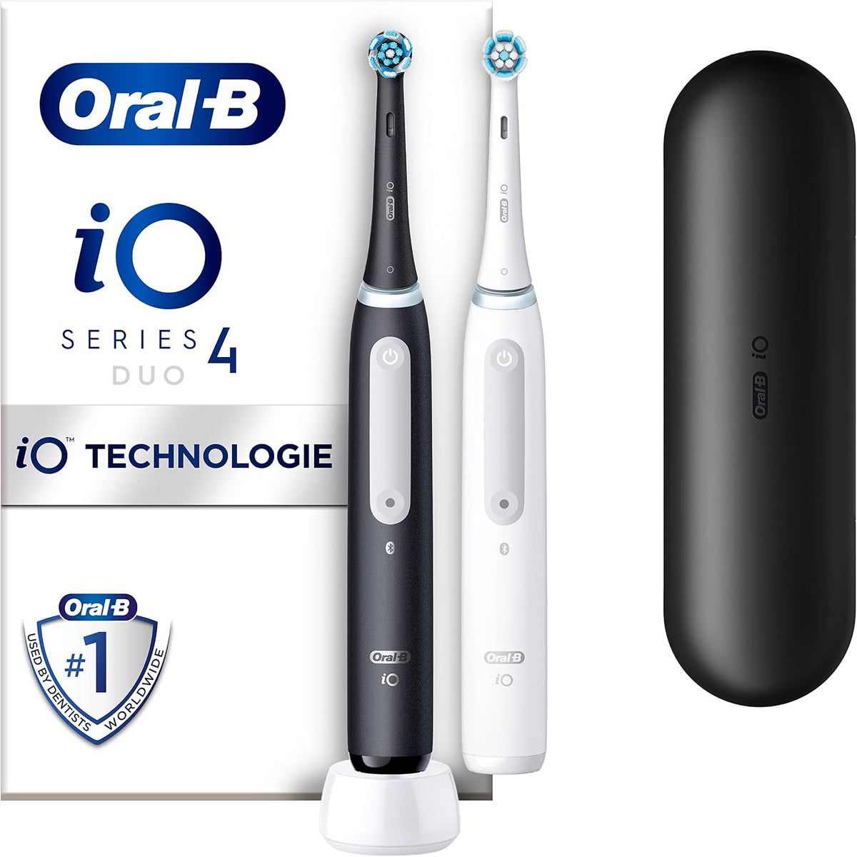 Oral-B Elektrische Zahnbürsten, Braun/Schwarz/Weiss, iO Series 4 Elektrische Zahnbürste, Doppelpack, Electric Toothbrush