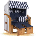 Strandkorb Hanse Sitzbank, 120 cm, Weiss/Blau, Ostsee XXL Volllieger Weiss Blau - 2-Sitzer breit, Terrasse und Balkon (Weiss Blau Uni
