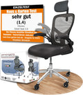 CLOUVOU Schreibtisch, 150 kg, Schwarz/Grau, SmartSeat Bürostuhl Ergonomisch [TESTSIEGER], Büro Stuhl & Gaming Stuhl