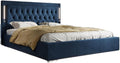 Luxusbetten24 Matratze, Blau, Designer Polsterbett Relina 180x200 inkl. RGB-Beleuchtung, USB-Anschluss und Stauraum
