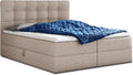 Sofnet Boxspringbett, 180 x 200 cm, Beige/Blau/Grau, Doppelbett mit Bonell-Matratze und Topper, Polsterbett, Bett
