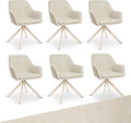 Goeurvant Esszimmerstuhl, Beige, Esszimmerstühle Drehbar 6er Set mit Armlehne, 360°Drehbar Polsterstuhl Modern Drehstuhl Küchenstuhl