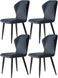 Esszimmerstühle Esszimmerstuhl, Blau, 4er-Set, mit PU-Lederbezug, Rückenlehne, weichen Kissen und Beinen aus Kohlenstoffstahl