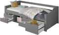 Home Deluxe Boxspringbett, 90 x 200 cm, Holz, Grau, Kinderbett Cosmos mit Schubladen