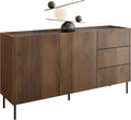 Mirjan24 Sideboard, Nussbaum/Schwarz, Kommode Tewos K160 3SZ, Kombikommode mit 2 Türen und 3 Schubladen, Aufbewahrungsschrank