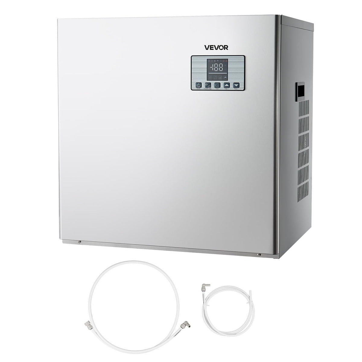 VEVOR Eiswürfelmaschine, 181 kg, Silber, kommerzielle Eismaschine, Kopf, /Tag Edelstahl-Eismaschine mit intelligentem Bedienfeld