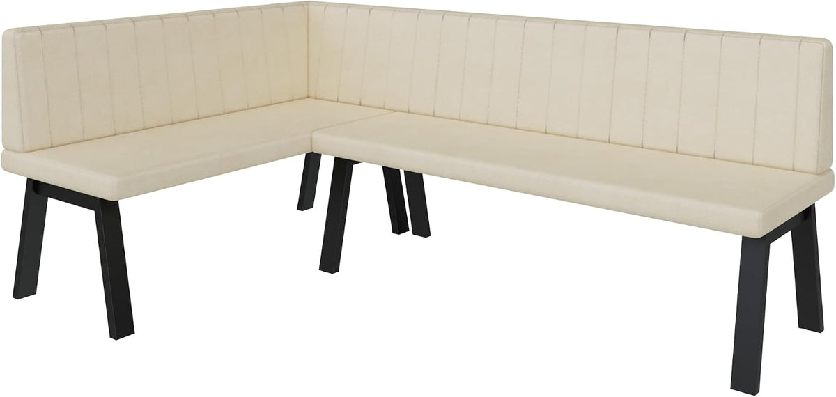 FURNISTAR Sitzbank, Beige/Schwarz, Eckbank Akiko Metal A - Eckbankgruppe für Ihrem Esszimmer, Küche modern, Sitzecke