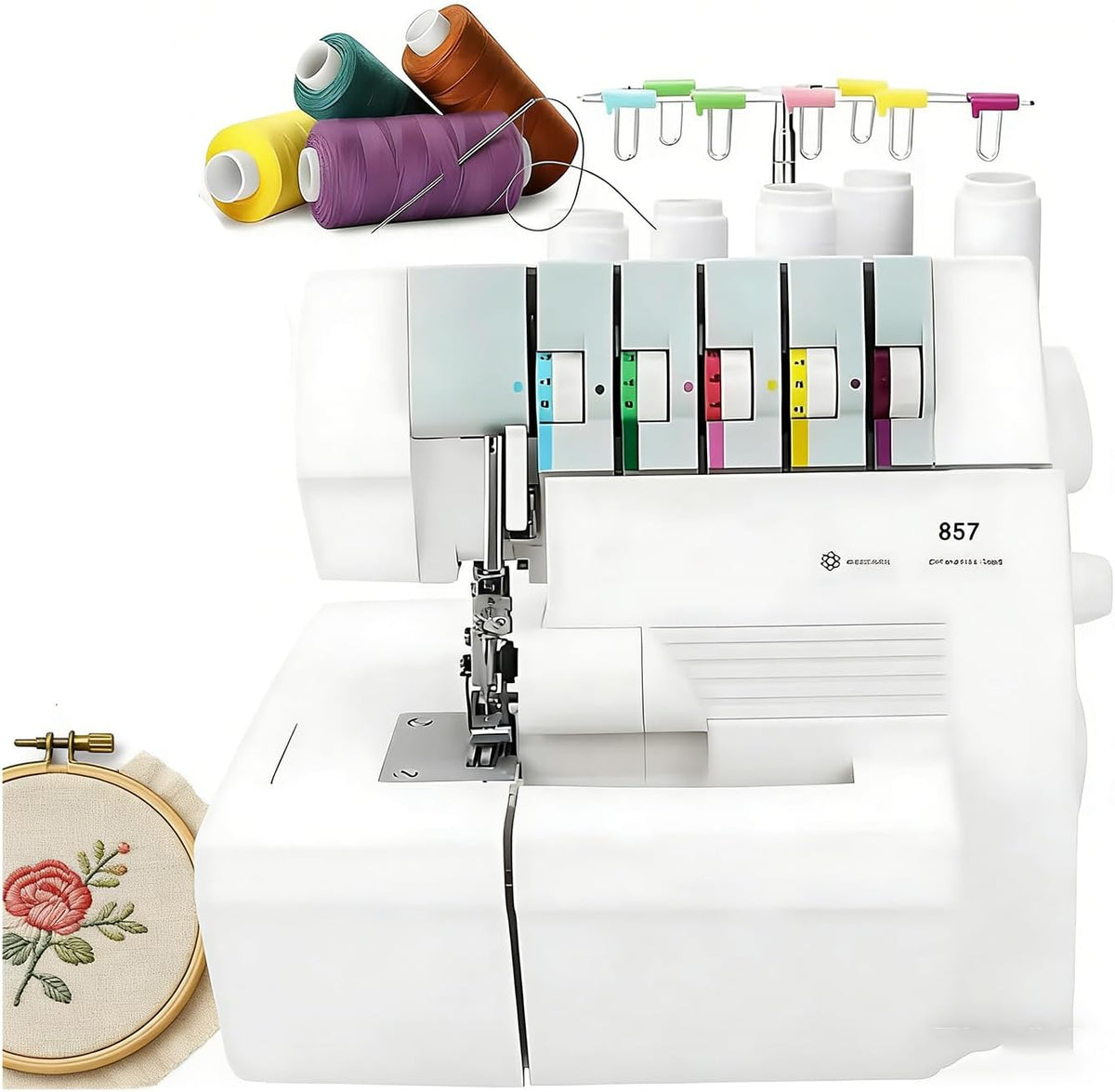 HajMyrdonyx Overlock-Nähmaschinen, Schwarz, Professionelle Robuste Coverlock-Overlockmaschine, Semi-Industrielle Overlockmaschine