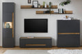 TV-Schrank Furn.Design, 330 x 197 cm, Grau/Eiche, Lowboard, Wohnwand Schrankwand in grau matt und Eiche Wotan Moderne