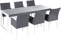 Gartenmöbel-Set Beliani, Aluminium, Grau/Weiss, Exklusives Gartenmöbel Set 6 Stühle/Aluminium Bacoli