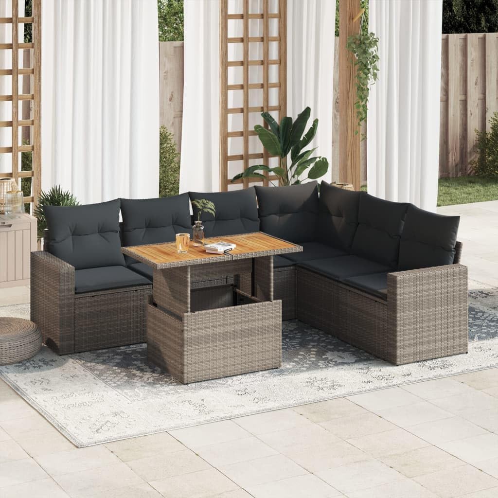 Gartenmöbel-Set IKAYAA, Grau/Dunkelgrau, Gartenmöbel Set mit Stauraum Gartenlounge mit Stauraum