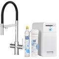 LiViNG WATER Filterkannen, Silber, Sprudel-Wasserhahn mit Kohlensäure, Untertisch-Trinkwassersystem mit 5-Wege-Edelstahl-Armatur