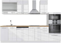 Vicco Küchenzeile, 300 cm, Weiss, Fame-Line, Hochglanz/, mit Hochschrank, ohne Arbeitsplatte, zur individuellen Erweiterung mit ergänzenden Modulen