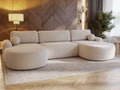 Sofa GRAINGOLD, 347x177 cm, Creme, Aurio Ecksofa mit Schlaffunktion & Bettkasten, U-Form mit Stauraum, Schlafcouch für Wohnzimmer