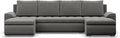 Sofa Mebligo, Hellgrau, Ecksofa mit Schlaffunktion und 3 Bettkasten FORESTA, im Sitz: Wellenfeder + Schaumstoff