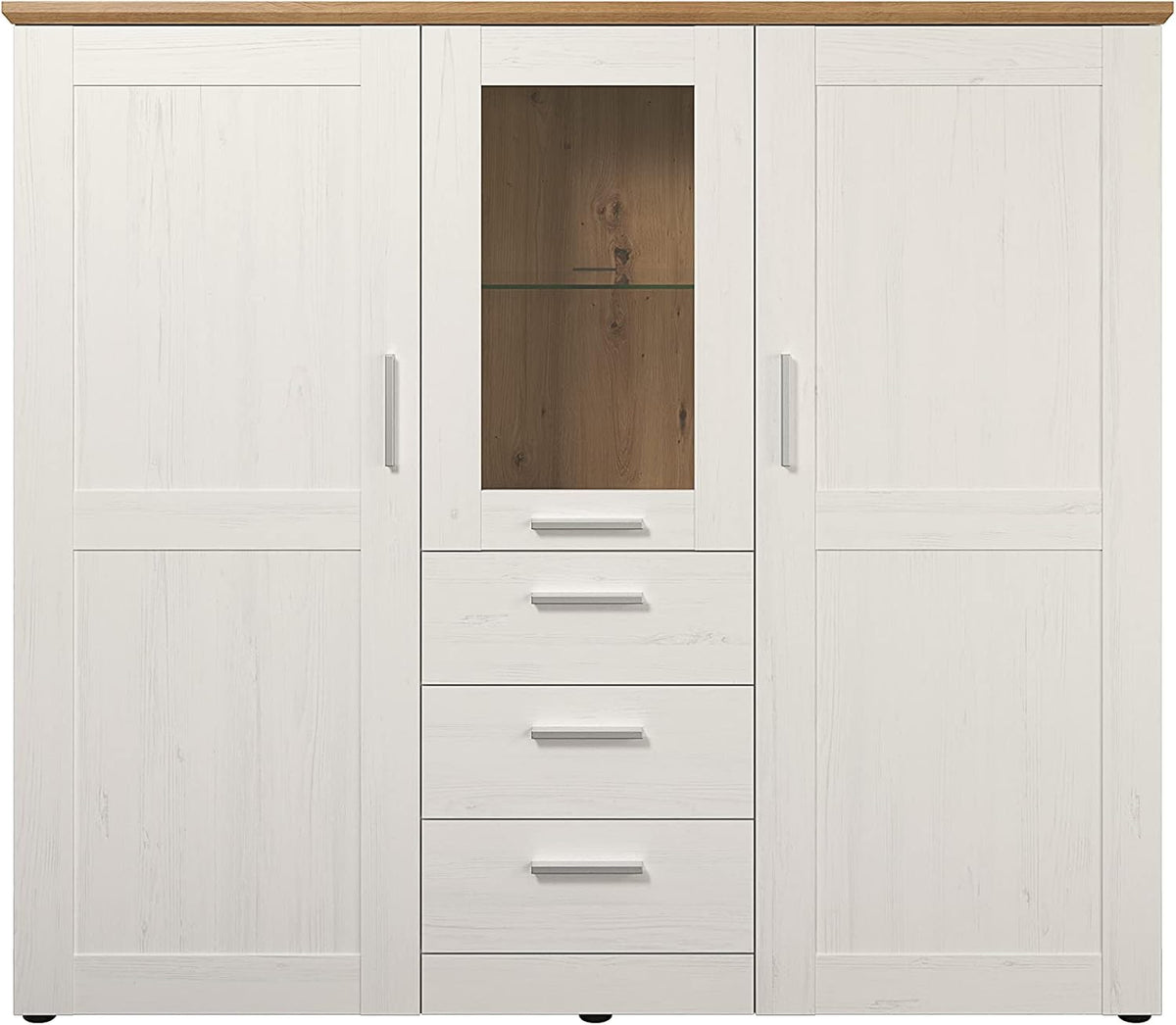 trendteam smart living Küche Haushalt & Wohnen,Möbel,Wohnzimmer, 159 x 140 x 41 cm, Weiss/Eiche