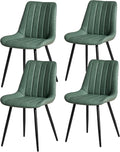CLIPOP Sessel & Stühle, Grün/Schwarz, Esszimmerstühle 4er Set, Küchenstühle aus Kunstleder Polsterstuhl Wohnzimmerstuhl