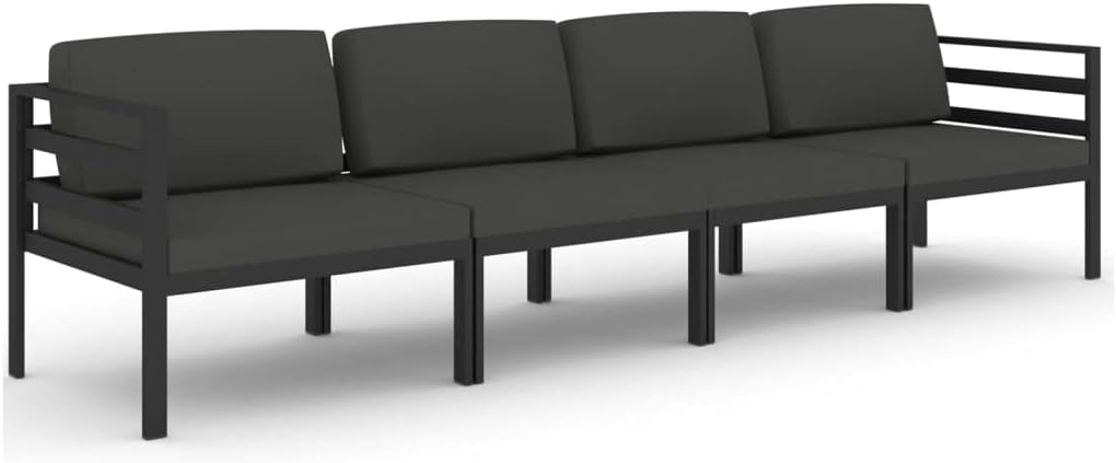 Gartenmöbel-Set vidaXL, Aluminium, Anthrazit, Garten-Lounge Set mit Kissen aus Aluminium