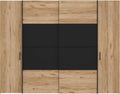 Kleiderschrank Forte, 270 cm, 210 cm, 61 cm, Eiche/Schwarz, DALATE Schrank 270, Schwebetürenschrank gross Schlafzimmer Drehtürenschrank gross