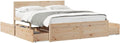 SooIarix Boxspringbett, 140x200 cm, Massives Kiefernholz (unbehandelt), Natur