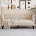 Mandloder Sofa, 182,5 cm, Stoff (20% Leinen, 10% Baumwolle, 30% Polyester, 40% Viskose), Sperrholz, Massivholz, Beige