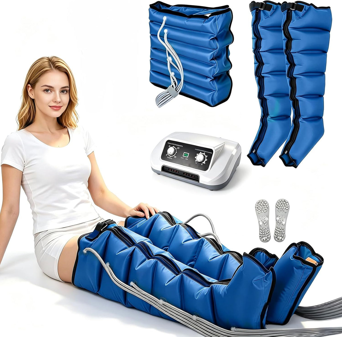 LESBJFDM Fussmassagegeräte, Schwarz, Beinmassagegerät mit Lymphdrainage für Zuhause Komfort, Büro oder Reisen