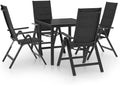 Mhdvray Essgruppe, 80x80 cm, Aluminium, Glas, Anthrazit, 5-TLG. Alu-Garten- Tisch + 4 klappbare 7-Fach verstellbare