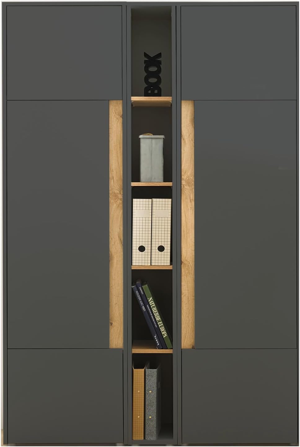 Furn.Design Schränke, 120 x 200 cm, Grau/Wotan Eiche, Aktenschrank Set in grau matt und Wotan Eiche 2X