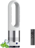 forestalk Turmventilator, 60 x 15 cm., Weiss, flügelloser mit Luftreiniger, Fernbedienung, 8-Stunden-Timer, 8 Geschwindigkeiten