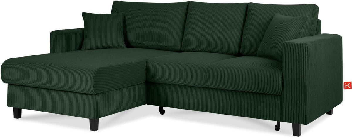 Sofa konsimo, Dunkelgrün, Ecksofa Links Ecksofa EGRET - mit Schlaffunktion und, hergestellt in der EU