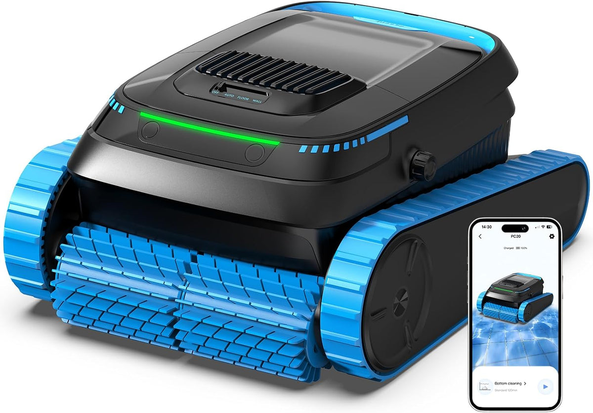 BOTLUXE Poolroboter, Schwarz, PC20 Boden und Wand, Wasserlinie, App-Steuerung