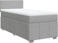vidaXL Boxspringbett, 90x200 cm, Hellgrau/Weiss, Einzelbett mit LED Matratze Matratzenauflage, Bettgestell mit Lattenrost Kopfteil