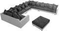 Sofa DELIFE, Weiss/Schwarz, Couch Clovis XXL Weiss Schwarz mit Hocker u. Armlehne