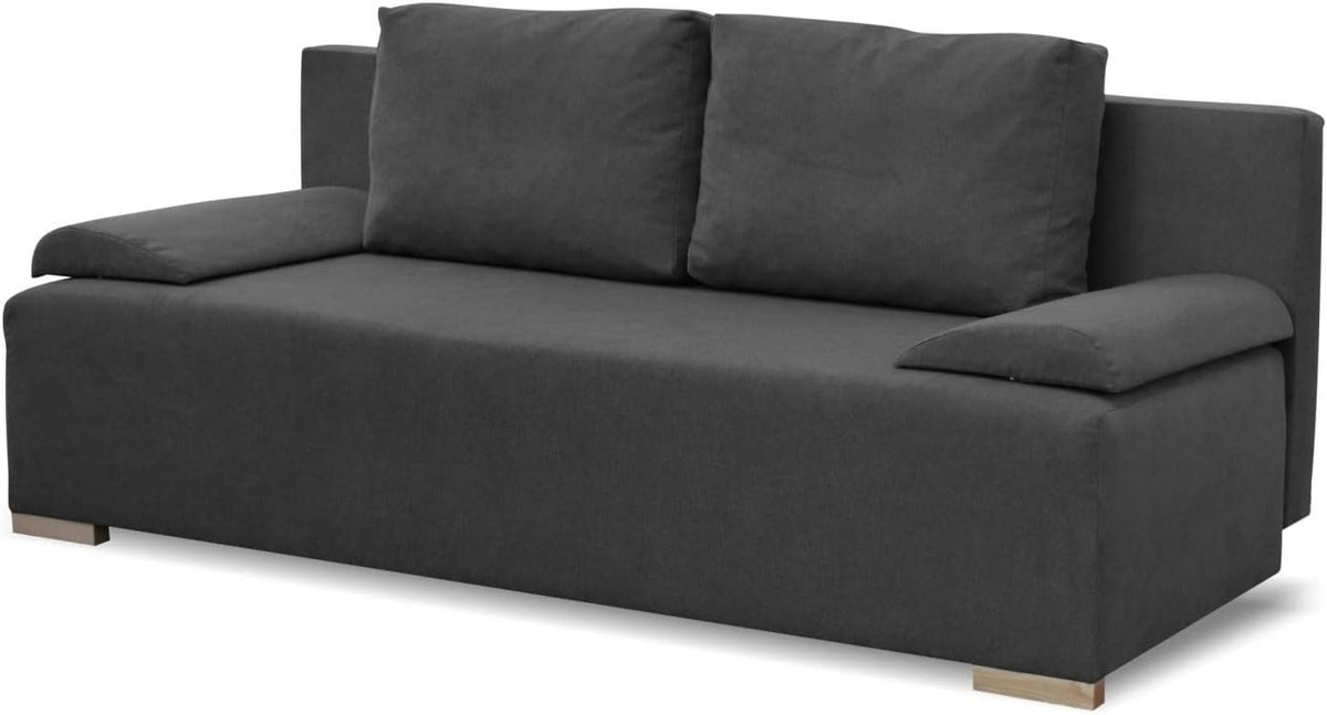 Sofa bonni, Graphit, Schlafsofa Ecco Plus, mit Bettkasten und Schlaffunktionn, Klappsofa, Schlafcouch, Bettsofa
