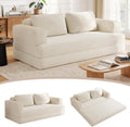 Sofa Wumagin, 160 cm, Beige, Schlafsofa Cord, Cordsofa Faltbares mit Kissen, 2 Sitzer Modulares Bodensofa