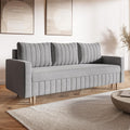 Sofa MOTIVENA, 215 cm, Grau, Leo Sofagarnituren, 3 Sitzer mit Bettfunktion, Schlafsofa Breit, Klappsofa mit Schlaffunktion