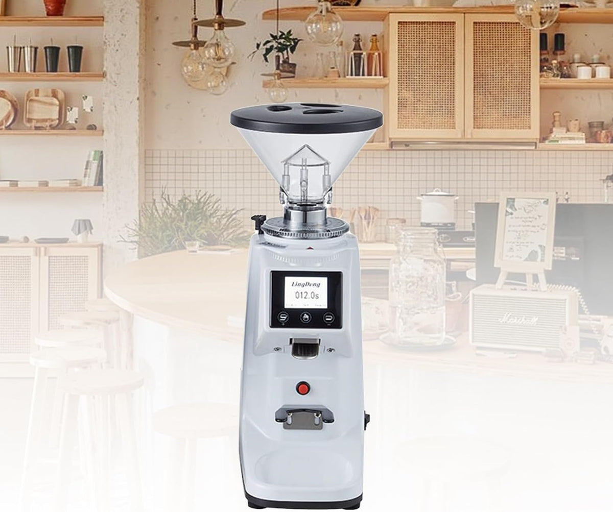 JINTVO Kaffeemaschine, 200 W, 60 Mm, Weiss, Professionelle Elektrische Espressomühle, Digitales Touch-Panel Mit Timer