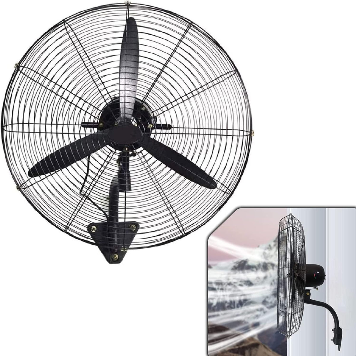 JAVPTAV Wandventilatoren, Weiss, Hochleistungs-Industrieventilator mit 120 ° Oszillation, 3 Geschwindigkeiten, leise Kühlung für Werkstatt